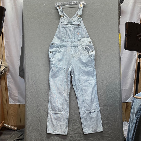 Carhartt Blue Denim Overalls wide leg Relaxed‎ Fit - Picture 1 of 12